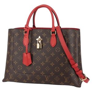 Louis Vuitton Brown and Red Monogram Flower Tote Bag
